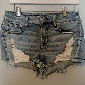 AE Jean Distressed Shorties w/Lace Pockets